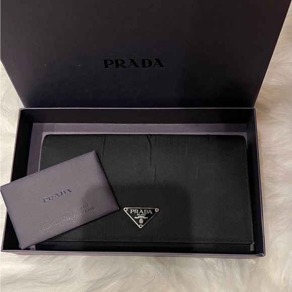 Prada Tessuto Nylon Saffiano Flap Wallet in Black with Box - Picture 10 of 10